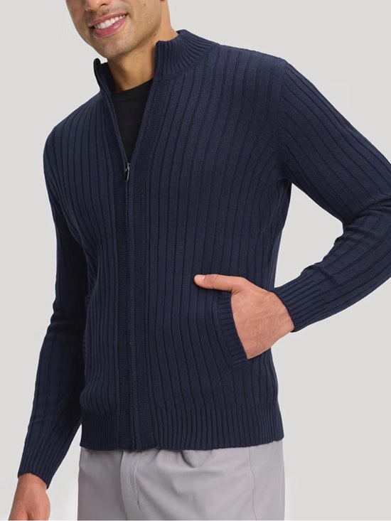 PIONEER Other - PIONEER Navy Ribbed Zip-Up Sweater Jacket